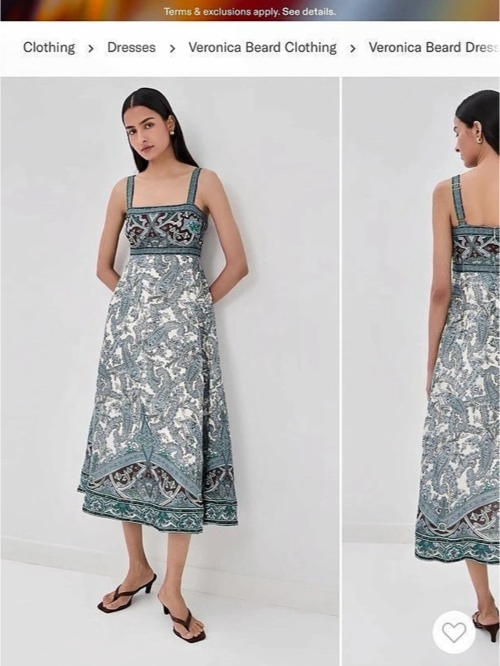 Veronica Beard Rye Dress Paisley Midi Dress Blue & White Small